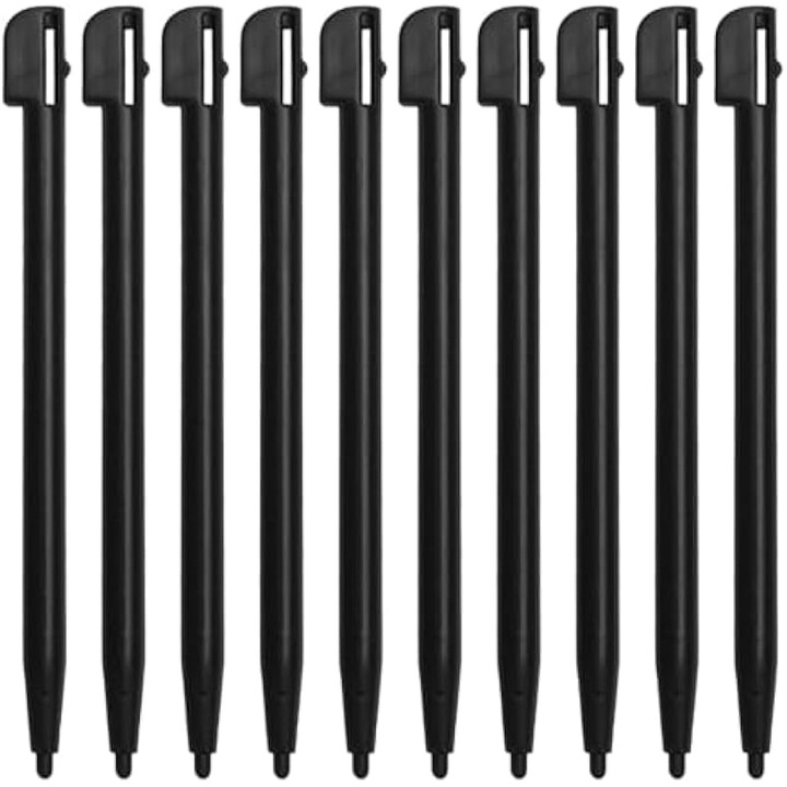 10 db fekete műanyag stylus készlet 8.7x0.5cm gaming konzolokhoz