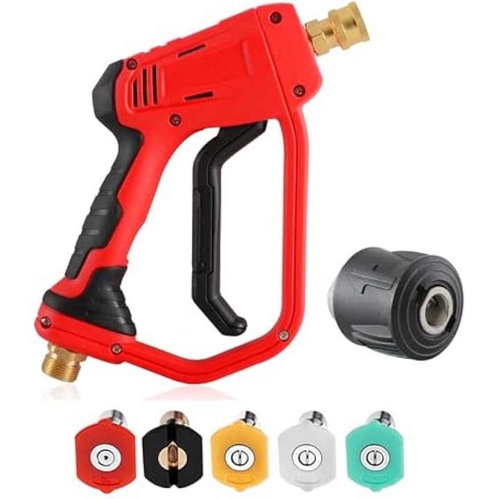 Nyomásmosó pisztoly 5 színes fúvókával, M22 14mm adapterrel, 1/4" gyorscsatlakozással, fekete
