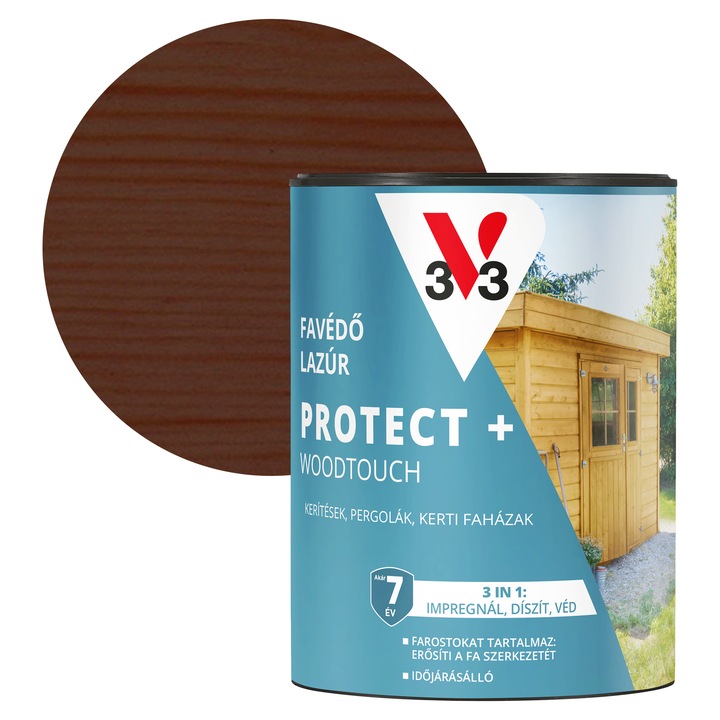 V33 Protect + Woodtouch vízbázisú impregnáló falazúr 0, 7L, Sötét tölgy