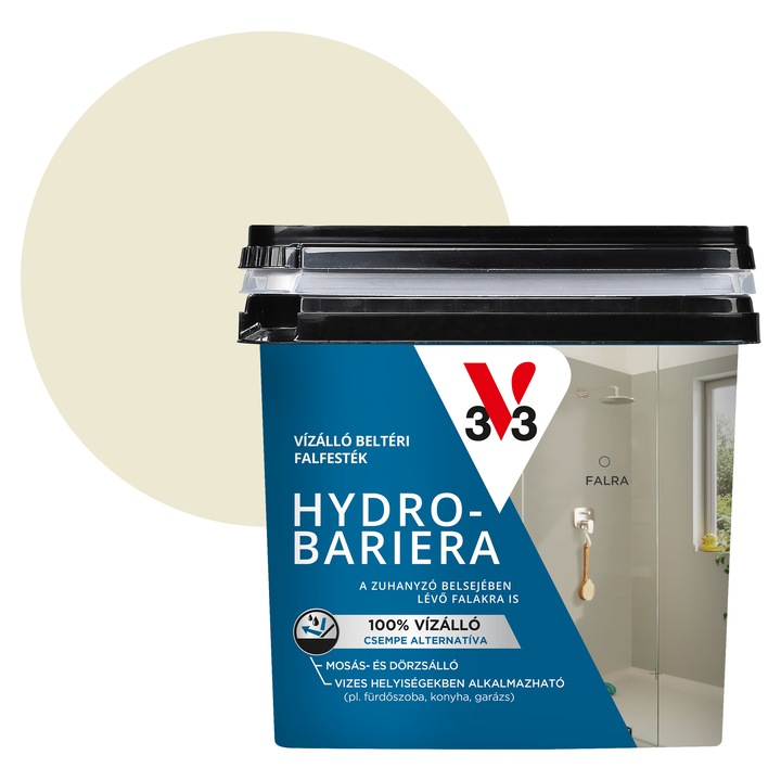 V33 Hydro-Bariera vízálló beltéri falfesték 0, 75L, Elefántcsont