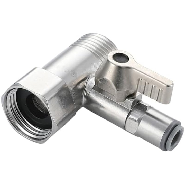 Adapter rozsdamentes acél 3 utas elzárószeleppel 1/2" BSP és 1/4" push-fit