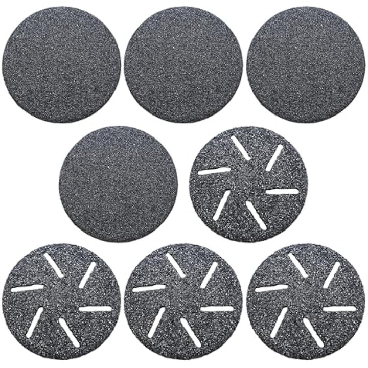 Kerek csiszolófejek pedikűrhöz, 8 db, 37mm, 60 és 100 grit, fehér
