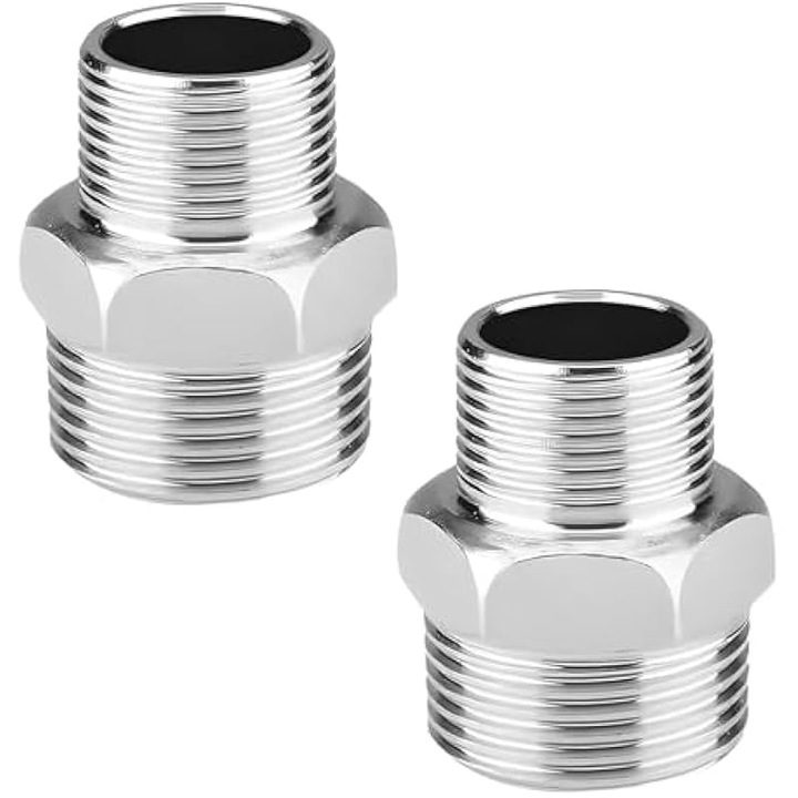Adapter 1/2x3/8 BSP külső menetes, rozsdamentes acél, hatlapfejű, 2 darabos készlet