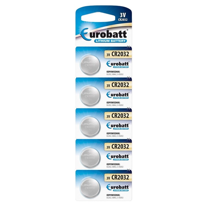 Set 5 baterii CR2032 Lithium 3V, alimentare pentru telecomenzi, ceasuri si dispozitive electronice compacte