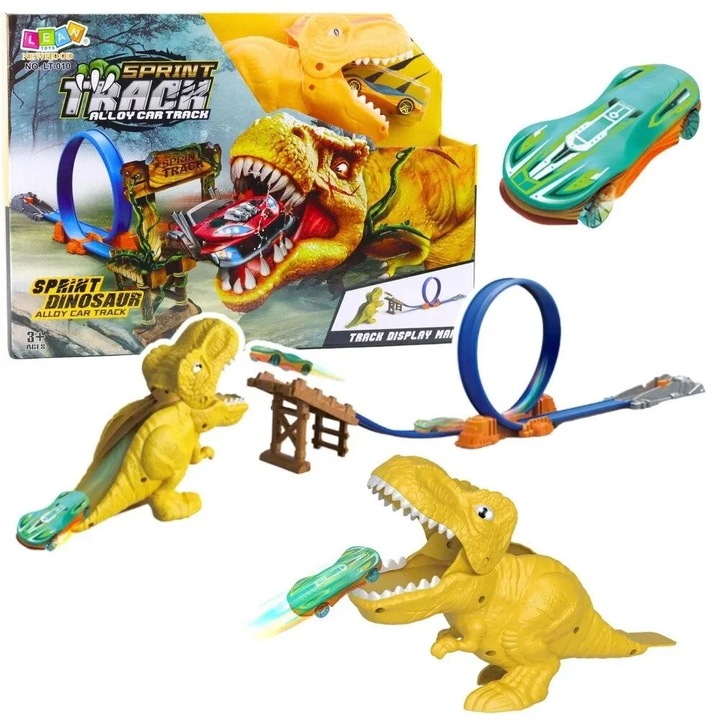 Set de joaca sprint track dinozaur cu pista si masinute pentru aventuri rapide si distractive, SALLMA®