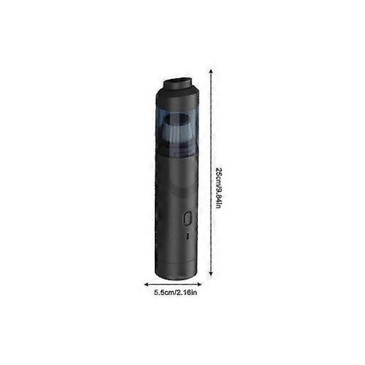 Aspirator portabil fara fir, 200W, negru-alb, 5.5x25cm