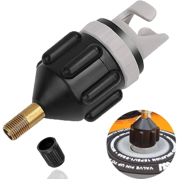 SUP deszka pumpa adapter, Zola, univerzális AV csatlakozó, kompresszorral és kerékpárpumpával kompatibilis, gyors rögzítés, fekete