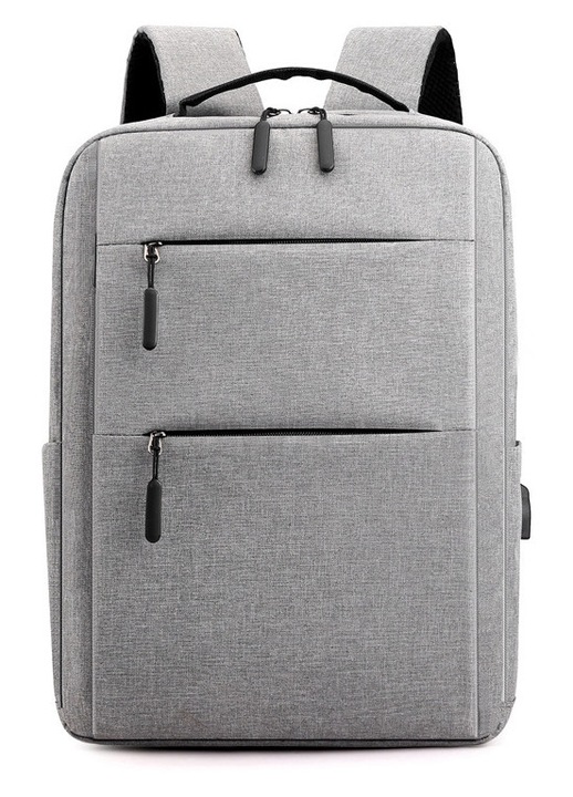 Többfunkciós utazó hátizsák USB porttal, poliészter, 30x12x42cm, szürke