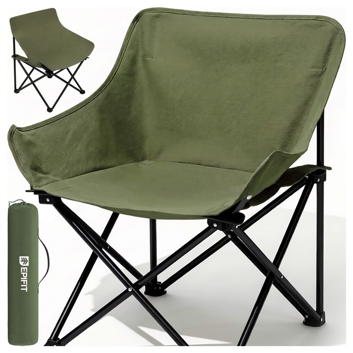Scaun pliabil camping Epifit GO300 verde kaki 77x47x80 cm 120 kg