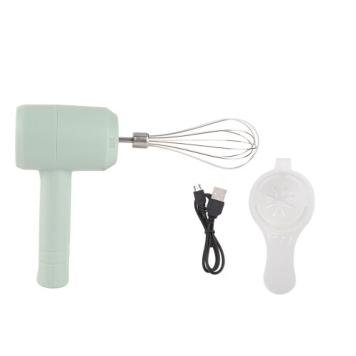 Kézi elektromos mixer, USB újratölthető, csendes, világoskék, 800mAh
