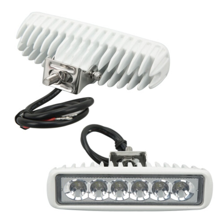 LED munkalámpa 16W, fehér és kék, IP67, 12V-24V, alumínium, vízálló