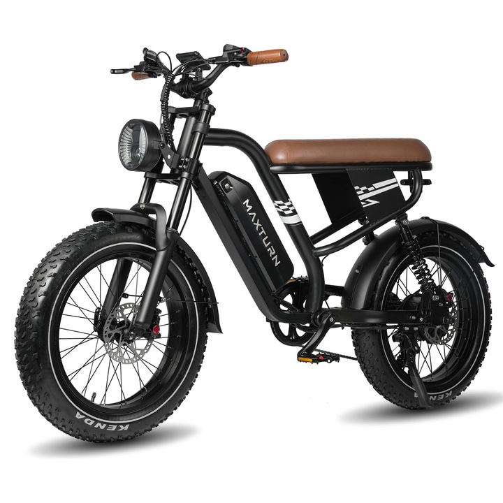 Bicicleta Electrica Maxturn MX10, Motor 250W, 48V 13, 5Ah Baterie, Viteza maxima 25km/h, Roti off-road, Shimano 7 Viteze, Negru
