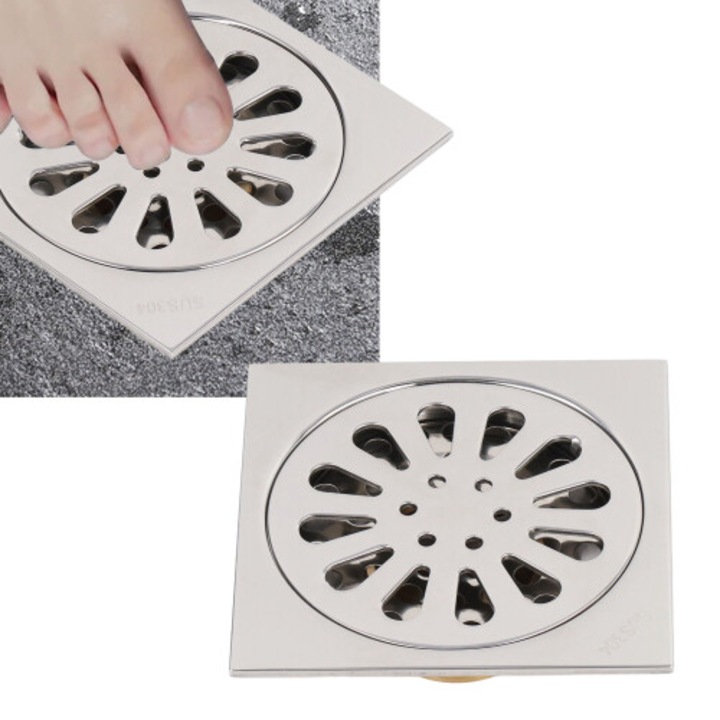 Sistem de scurgere podea 304 otel inoxidabil capac rezistent design fara cusaturi 15x15cm