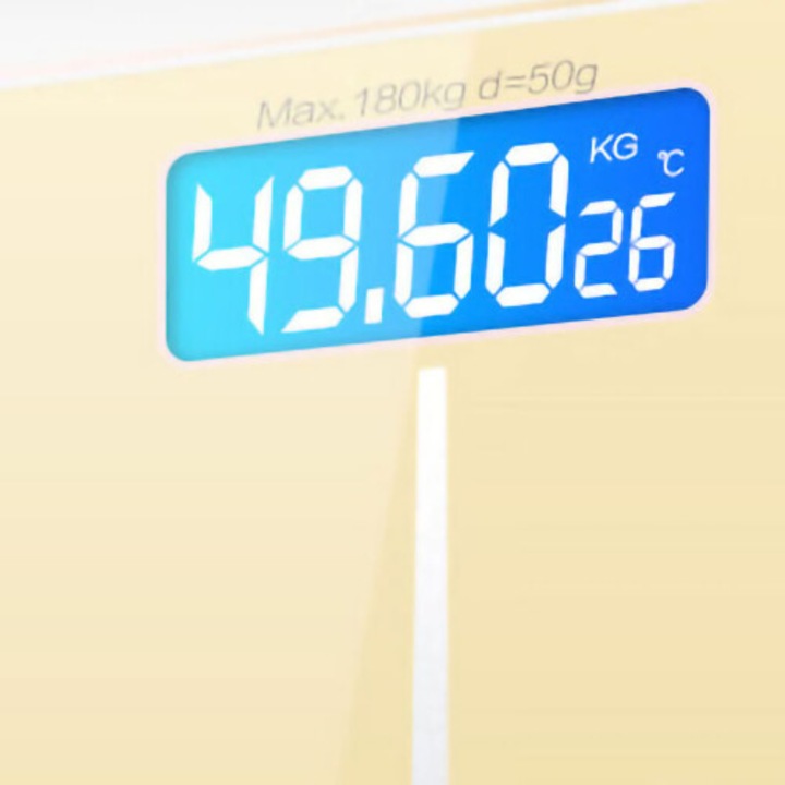Дигитален кантар за тяло от закалено стъкло, златист, 26x26см