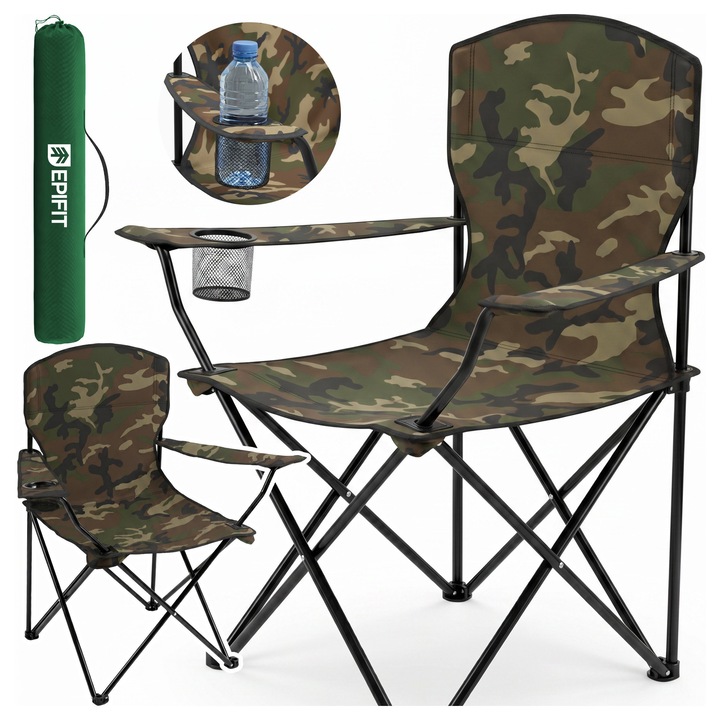 Scaun camping Epifit GO250 pliabil confortabil verde 77x47x80 cm