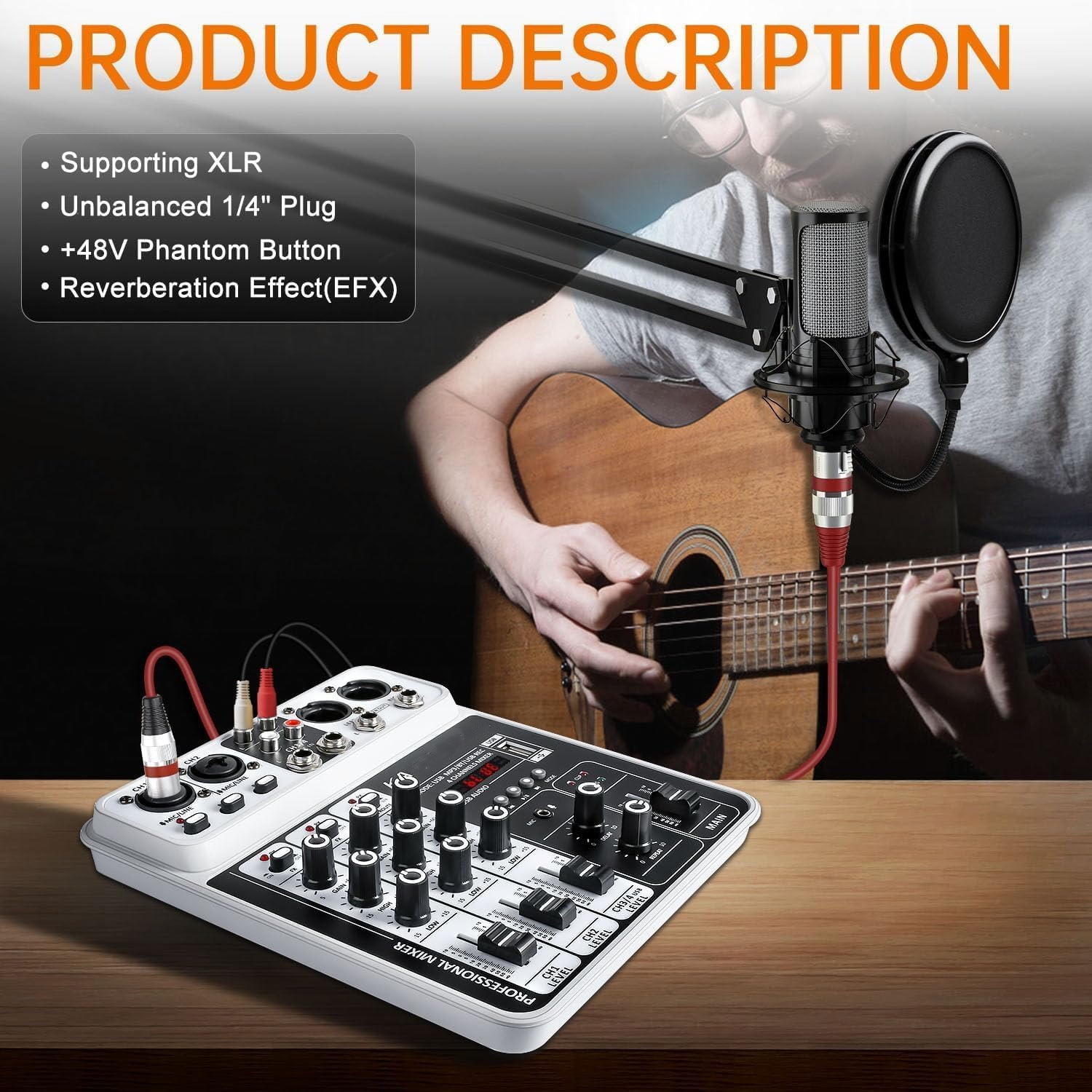 Mixer audio profesional, Fain Mioritic®，4 canale, mixer audio pentru DJ ...