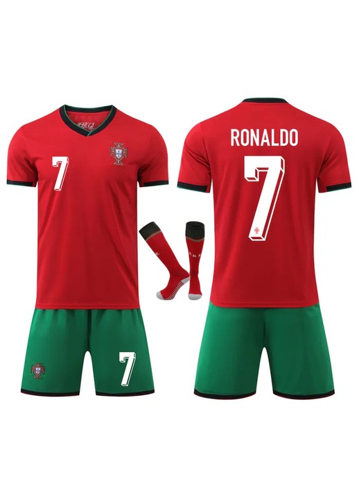 Echipament sportiv barbati, Portugalia Ronaldo, rosu/verde, poliester, L INTL