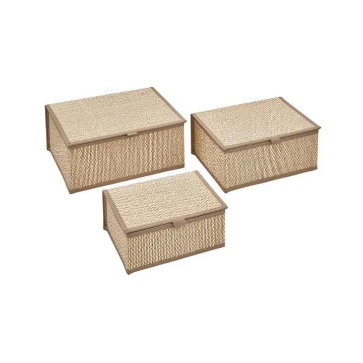 Комплект от 3 кутии за съхранение stemy, бамбук, 25 x D18 x H 11.5 см