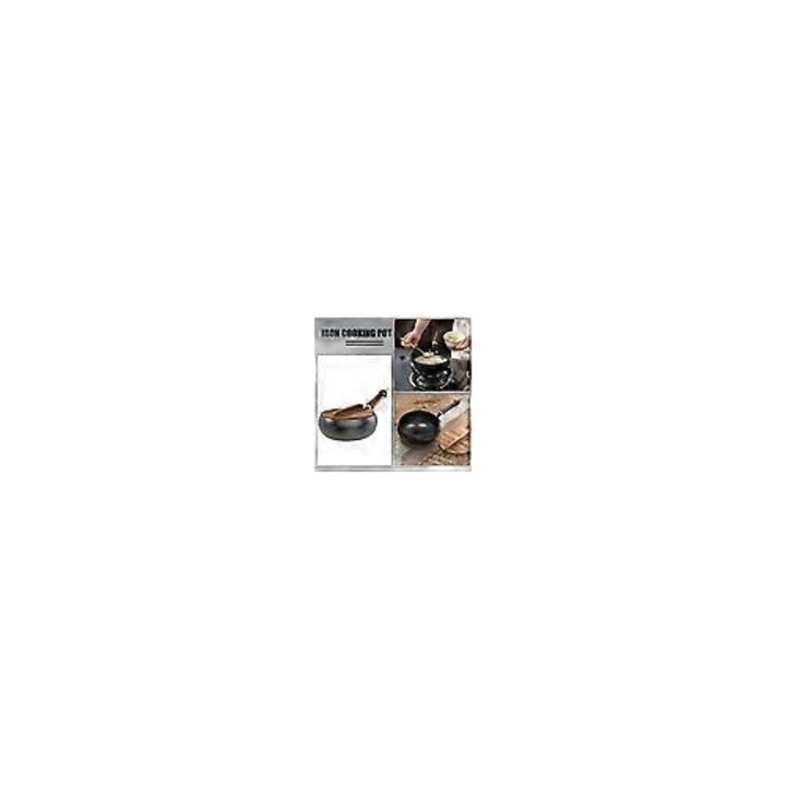 Tigaie din fier forjat manual, neacoperita, neagra, mare