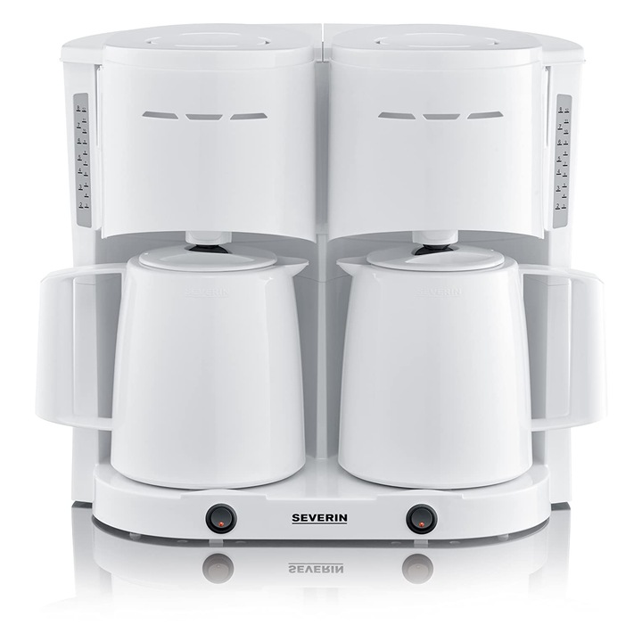 Aparat de cafea Severin Duo, 2 ulcioare, 2 l, alb, 2000 W