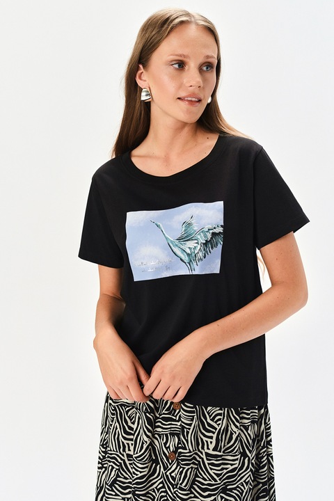 Top Secret, Tricou cu imprimeu grafic, Negru