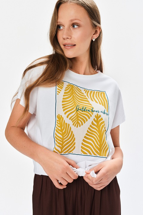 Top Secret, Tricou cu imprimeu grafic, Alb/Portocaliu