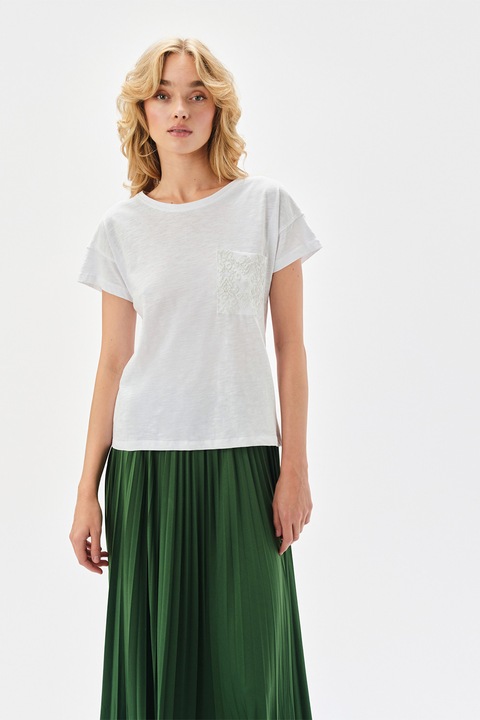 Top Secret, Tricou din bumbac cu buzunar pe piept, Alb
