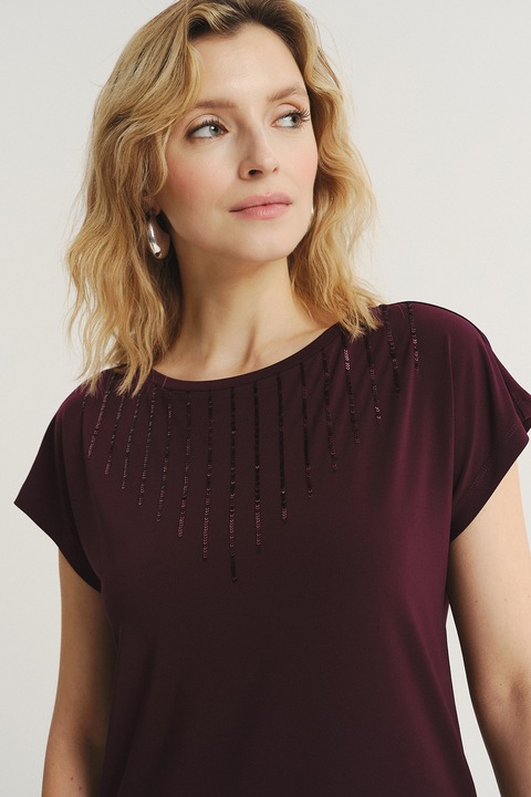 GreenPoint, Bluza cu aplicatie cu strasuri, Midnight Purple