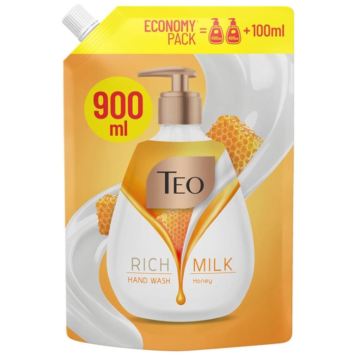 Set 4 x Rezerva Sapun Lichid Teo, Miere, 900 ml