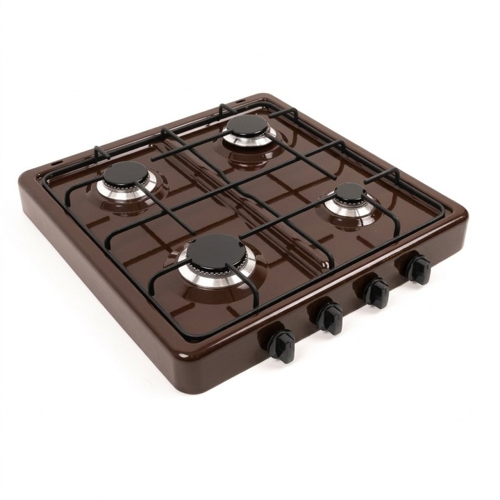 Plita Gatit Portabila - Aragaz Emailat, 4 Arzatoare, Putere Totala 4.1 kW, 56 x 52.5 x 11 cm