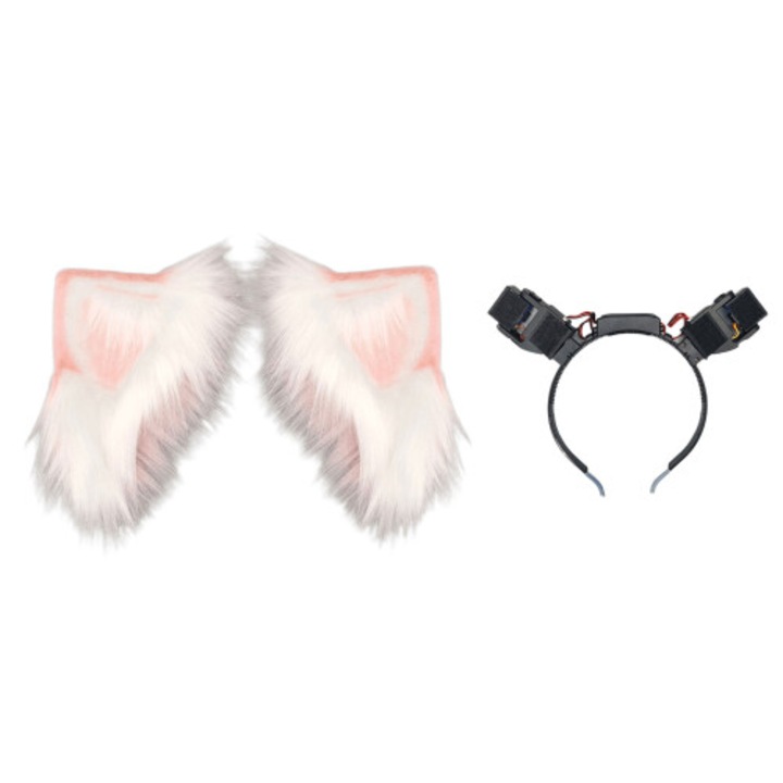 Bentita urechi pisica cosplay roz reglabila cu senzor 3D si incarcare USB Type-C