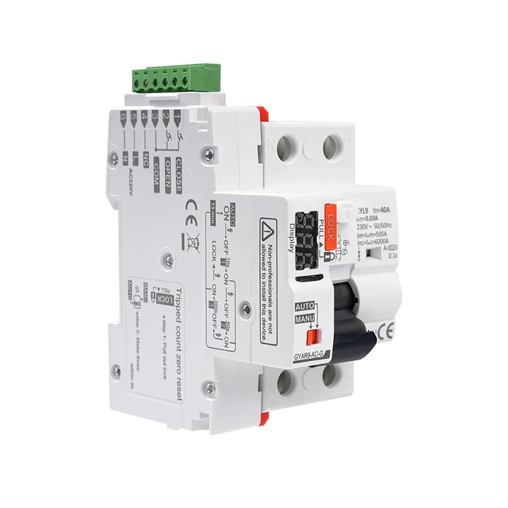 Disjunctor diferential 40A Tip A RCD cu repornire automata afisaj ...