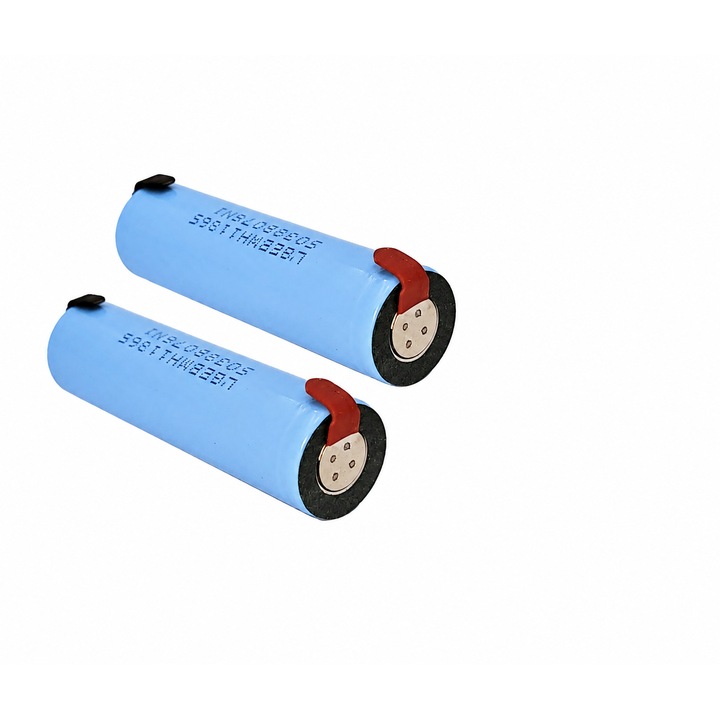 Set 2 Acumulatori LGMH1 18650, 3200mAh, Li-ion 3, 7V 18 x 65 mm, 47gr, 10A, cu terminale lipite in U si protectie, G-Mark®