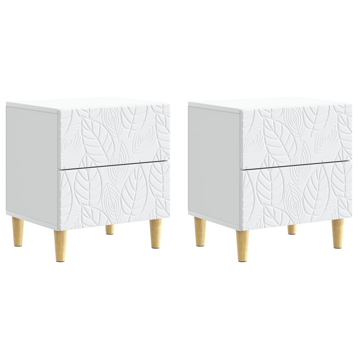 Noptiera 2 pcs, vidaXL, Alb 43 x 34 5 x 48 cm Lemn prelucrat