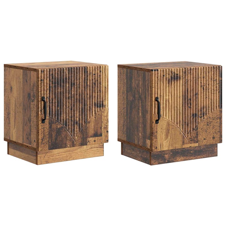 Noptiera 2 pcs, vidaXL, Lemn vechi 43 x 34 5 x 47 cm Lemn prelucrat
