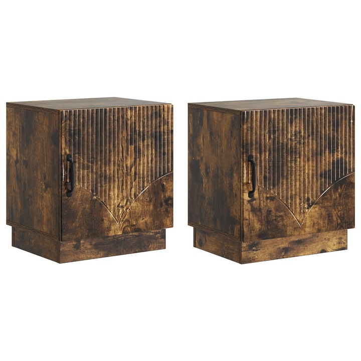 Noptiera 2 pcs, vidaXL, Stejar fumuriu 43 x 34 5 x 47 cm Lemn prelucrat
