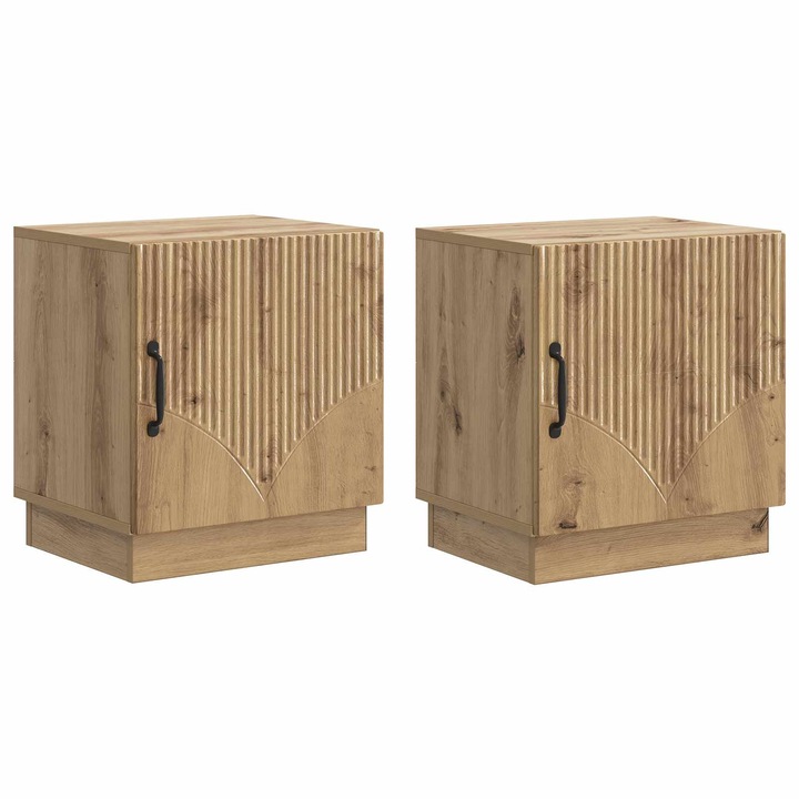 Noptiera 2 pcs, vidaXL, Stejar artizanal 43 x 34 5 x 47 cm