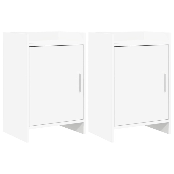 Mese de noptiera 2 pcs, vidaXL, Alb 40 x 30 x 60 cm Lemn prelucrat