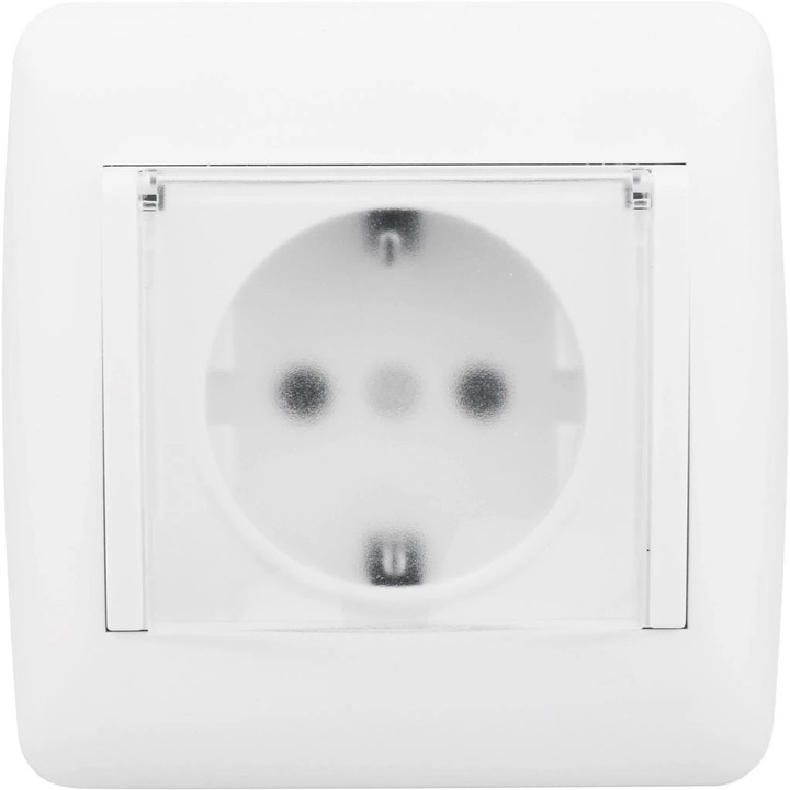 BODNER Schuko aljzat fedéllel, 16A 250V, ABS, fehér