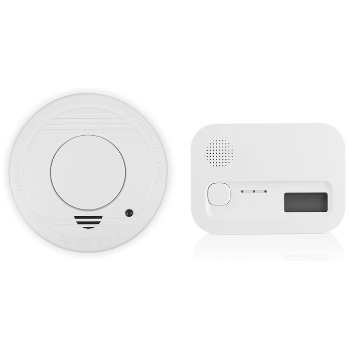 Set Detector Fum si Monoxid Carbon Smartwares, Senzor Optic, Display LCD, pe Baterii, Alb