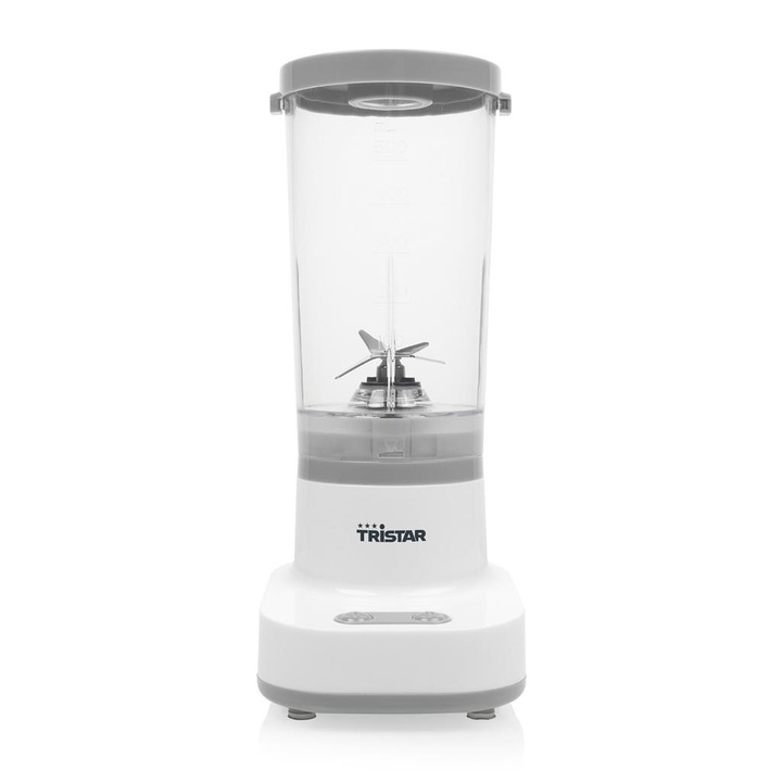 Blender Standmixer Tristar 180W 0.5L, 2 Viteze, Recipient Detasabil Transparent, Capac Umplere, Compatibil Masina Spalat, Alb Gri