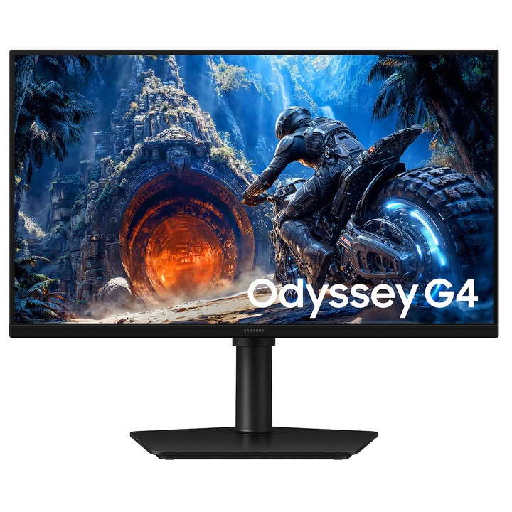 Monitor Gaming Samsung Odyssey G4 G40H, 25", FHD (1920x1080), IPS, 300Hz (DP)/240Hz (HDMI), 1ms GtG, HDR10, G-Sync Compatible, FreeSync Premium, Black Equalizer, Auto Source Switch+, Virtual AIM Point, Flicker Free, DP, HDMI, Pivot, VESA 100x100mm, Negru
