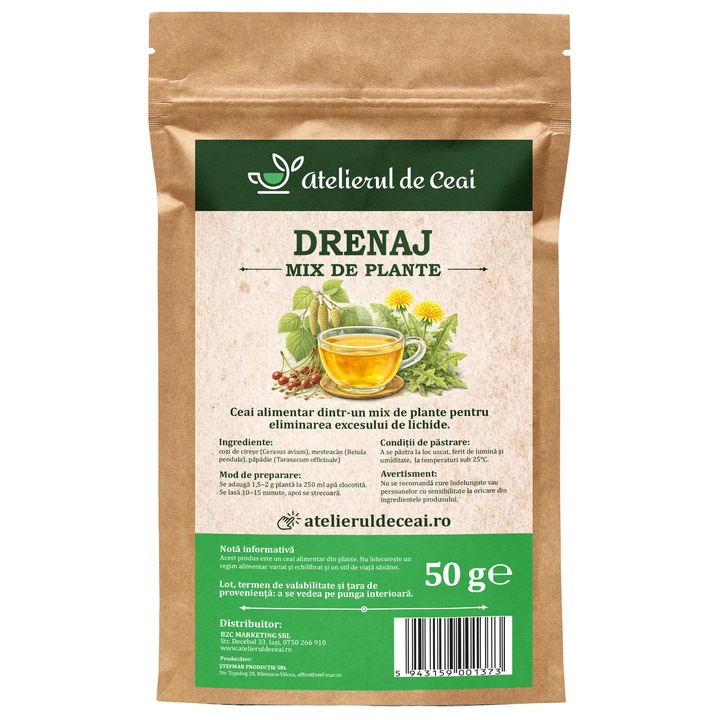 Ceai drenaj - mix de plante diuretice Atelierul de Ceai, 50 g