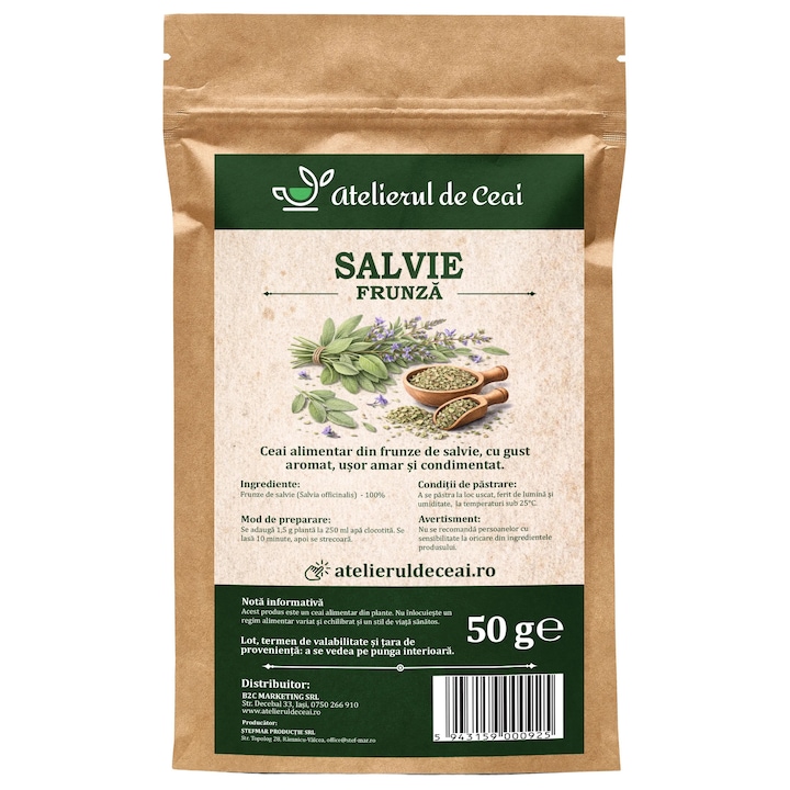 Ceai de frunze de salvie Atelierul de Ceai, 50 g