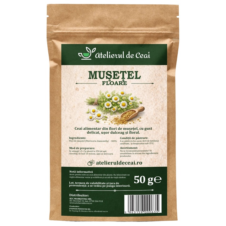 Ceai de flori de musetel Atelierul de Ceai, 50 g