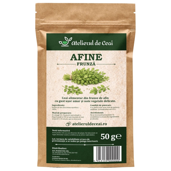 Ceai de frunze de afin Atelierul de Ceai, 50 g