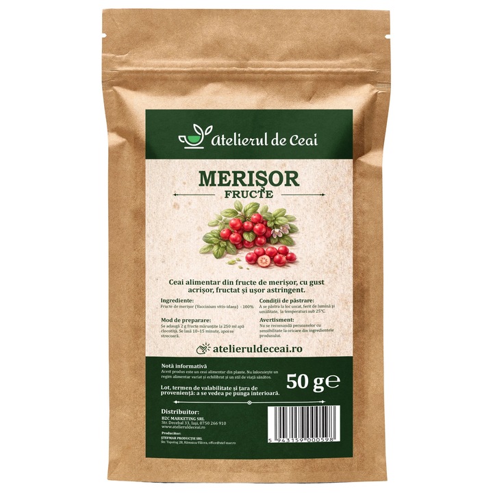 Ceai de fructe de merisor Atelierul de Ceai, 50 g