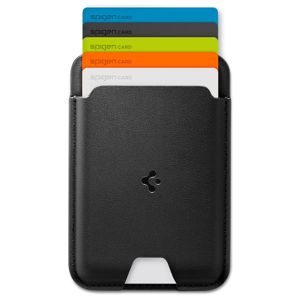 Portofel Spigen Valentinus Wallet MagFit, 5 carduri, Compatibil MagSafe, Piele ecologica, Calitate premium, Negru