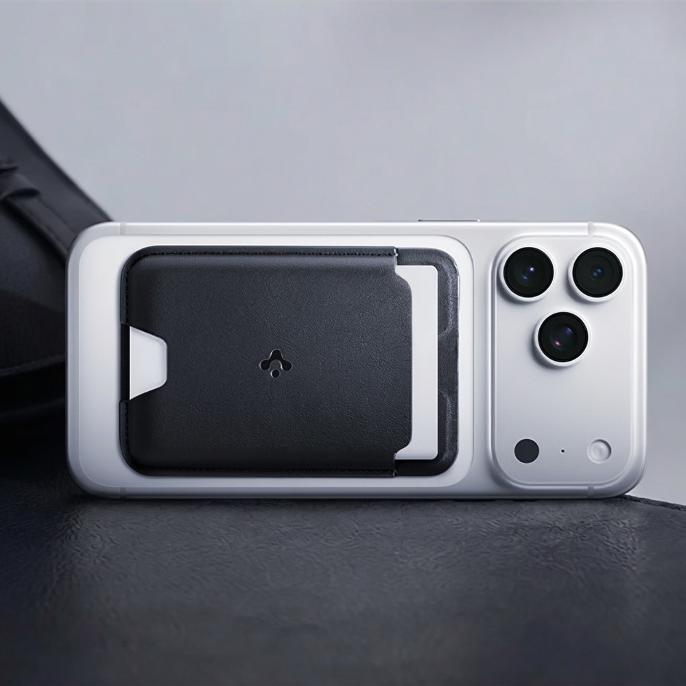 Portofel Spigen Valentinus Wallet MagFit, 5 carduri, Compatibil MagSafe, Piele ecologica, Calitate premium, Negru