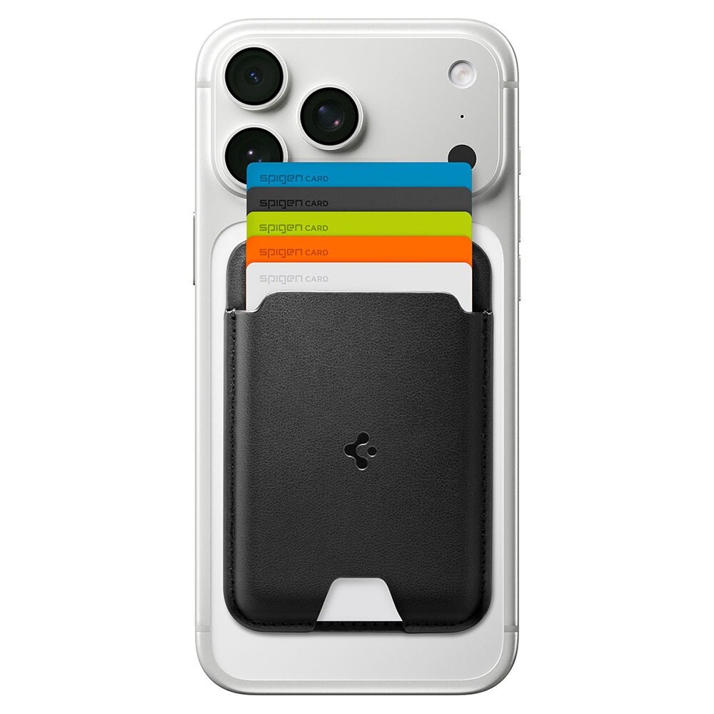 Portofel Spigen Valentinus Wallet MagFit, 5 carduri, Compatibil MagSafe, Piele ecologica, Calitate premium, Negru